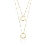 Colar Duplo Corações Cravejados com Zircônias Banhado a ouro 18k