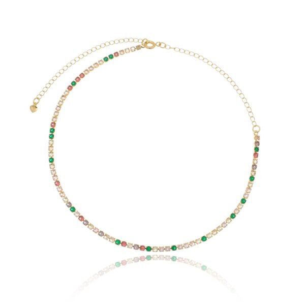 Colar Riviera Cravejado com Zircônias Banhado a ouro 18k