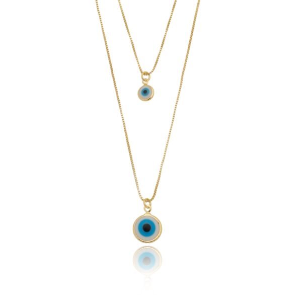 Colar Olho Grego Duplo Banhado a ouro 18k