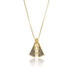 Colar Nossa Senhora Aparecida Cravejada com Zircônias Banhado a ouro 18k