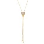 Colar Gravata Coração Cravejado com Zircônias Banhado a ouro 18k