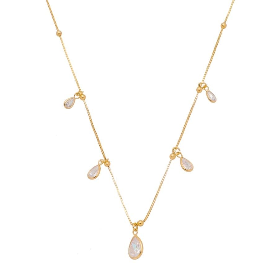 Colar Bolinhas Gotas Cravejadas com ZIrcônias Banhado a ouro 18k