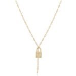 Colar Cadeado Chave Cravejado com Zircônias Banhado a ouro 18k
