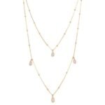 Colar Duplo Bolinhas Gotas Cravejadas com Zircônias Banhado a ouro 18k