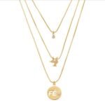 Colar Triplo Ponto de Luz, Pomba da Paz Medalha Fé Cravejado com Zircônias Banhado a ouro 18k