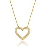 Colar Coração Cravejado com Zircônias Banhado a ouro 18k