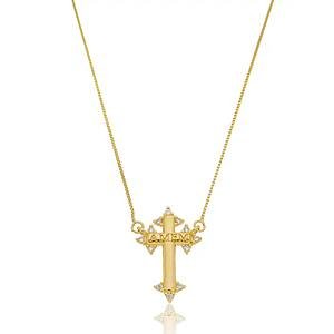 Colar Cruz Amém Banhado a ouro 18k