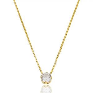 Colar Ponto de Luz Zircônia Médio Banhado a ouro 18k