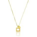 Colar 2 Corações Placa Banhado a ouro 18k