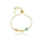 Pulseira 3 Corações Cravejados com Zircônias Banhada a Ouro 18 K