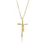 Colar Cruz Jesus Cravejado com Zircônias Banhado a ouro 18k