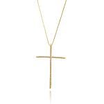 Colar Cruz Cravejada com Zircônias Banhado a ouro 18k