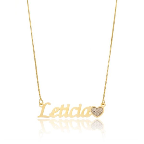 Colar Personalizado Nome com Coração Rodinado banhado a ouro 18k