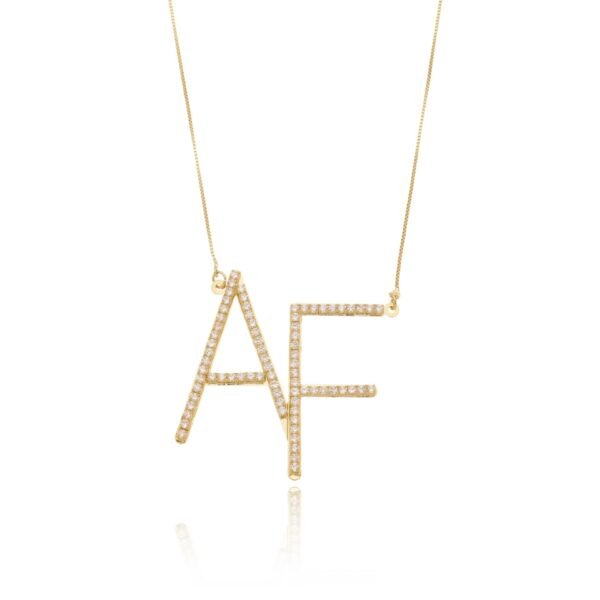 Colar Personalizado Monograma Cravejado com Zircônias banhado a ouro 18k
