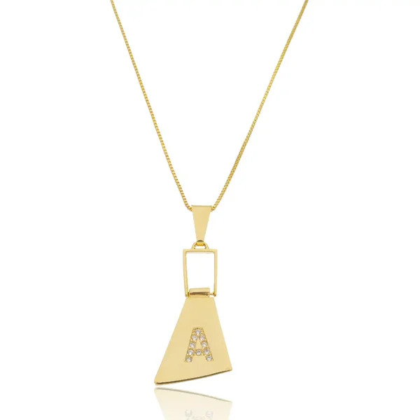 Colar Personalizado Letra Cravejada Zircônias banhado a ouro 18k