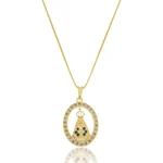 Colar Medalha Nossa Senhora Aparecida Cravejada com Zircônias Banhado a ouro 18k