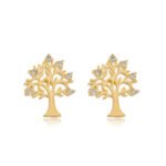 Brinco Árvore da Vida Cravejado com Zircônias banhado a ouro 18 K