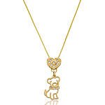Colar Cachorro com Coração Banhado a ouro 18k