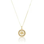 Colar Medalha Pomba da Paz Cravejada com Zircônias Banhado a ouro 18k