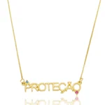 Colar Proteção Cravejado com Zircônias Banhado a ouro 18k