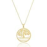 Colar Medalha Árvore da Vida Delicado Banhado a ouro 18k