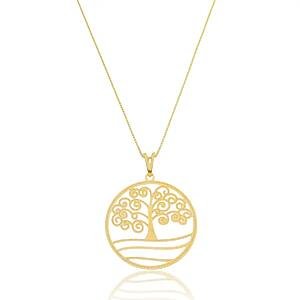 Colar Medalha Árvore da Vida Delicado Banhado a ouro 18k