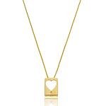 Colar Coração Placa Banhado a ouro 18k