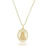 Colar Nossa Senhora Aparecida Cravejada com Zircônias Banhado a ouro