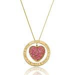 Colar Mãe Coração Cravejado com Zircônias Banhado a ouro 18k