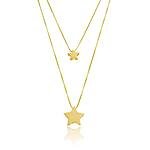 Colar Duplo Estrelas Banhado a ouro 18k