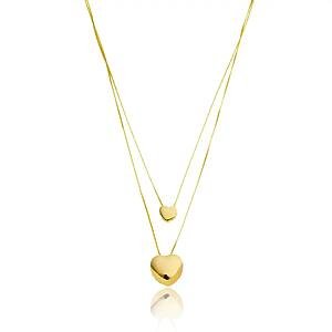 Colar Duplo Corações Banhado a ouro 18k