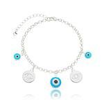 Pulseira Olho Grego Desenhado banhado a prata 950