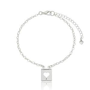 Pulseira Placa Coração Banhada a prata 950