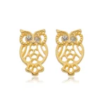 Brinco Coruja com Zircônias banhado a ouro 18 K