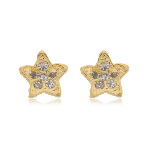 Brinco Estrela com Zircônias banhado a ouro 18 K