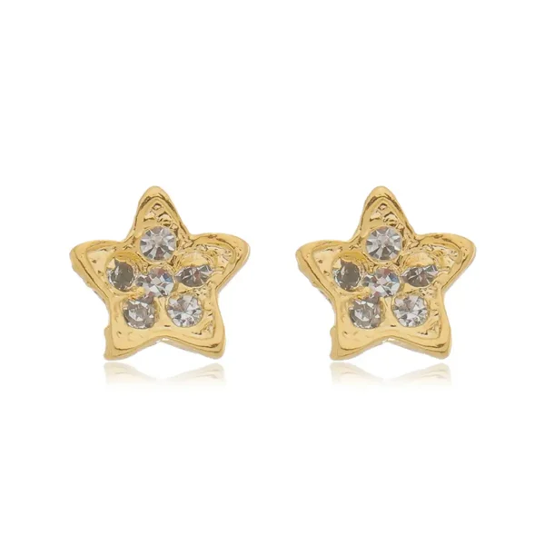 Brinco Estrela com Zircônias banhado a ouro 18 K
