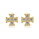 Brinco Cruz com Zircônias banhado a ouro 18 K