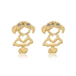 Brinco Menina com Zircônias banhado a ouro 18 K