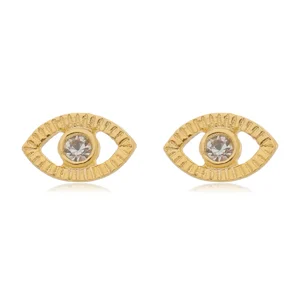 Brinco Olho Grego com Zircônias banhado a ouro 18 K