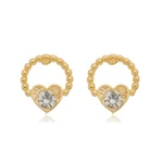 Brinco Círculo com Coração de Zircônias banhado a ouro 18 K