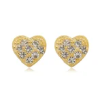 Brinco Coração com Zircônias banhado a ouro 18 K