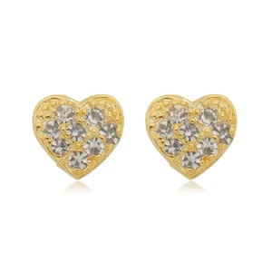 Brinco Coração com Zircônias banhado a ouro 18 K