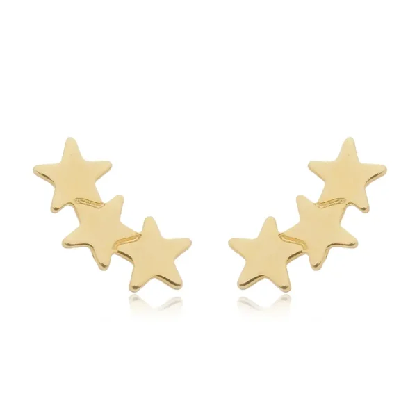 Brinco Três Estrelas banhado a ouro 18 K