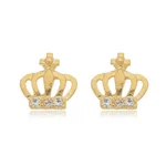 Brinco Coroa Delicada com Zircônias banhado a ouro 18 K