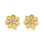 Brinco Florzinha com Zircônias banhado a ouro 18 K