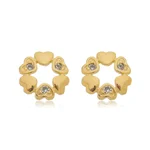 Brinco Seis Corações com Zircônias banhado a ouro 18 K