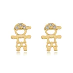 Brinco Menino com Zircônias banhado a ouro 18 K