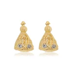 Brinco Nossa Senhora com Zircônias banhado a ouro 18 K
