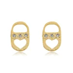 Brinco Lacre com Coração e Zircônias banhado a ouro 18 K