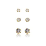 Brinco Trio de Zircônias banhado a ouro 18 K